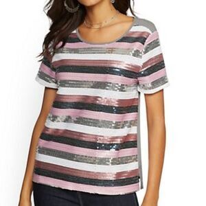 NWT Sequined Stripe Top